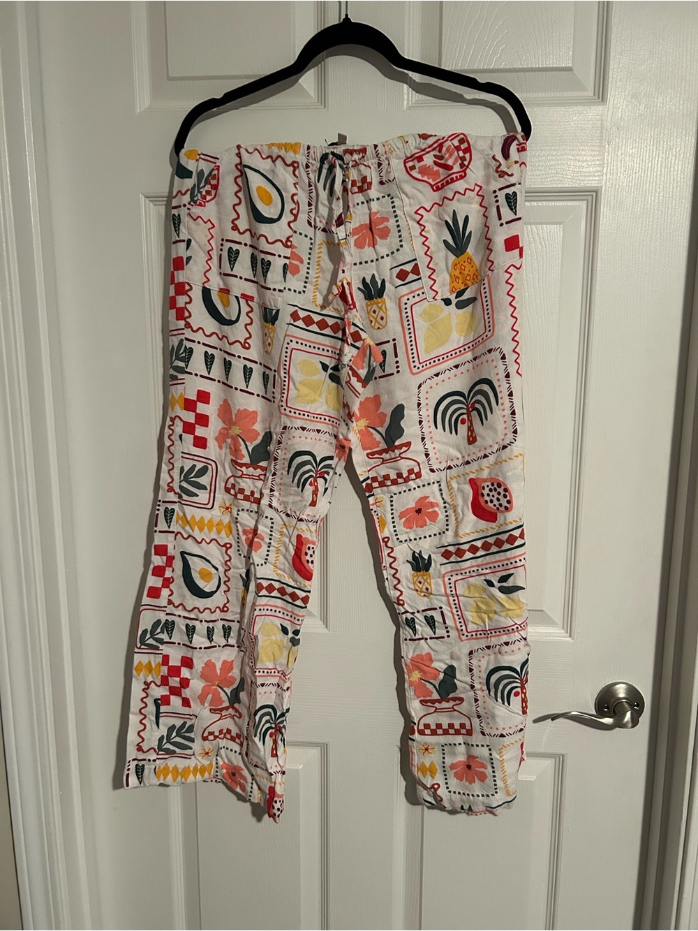 Women’s Printed Drawstring Lounge Pants - White Multi
